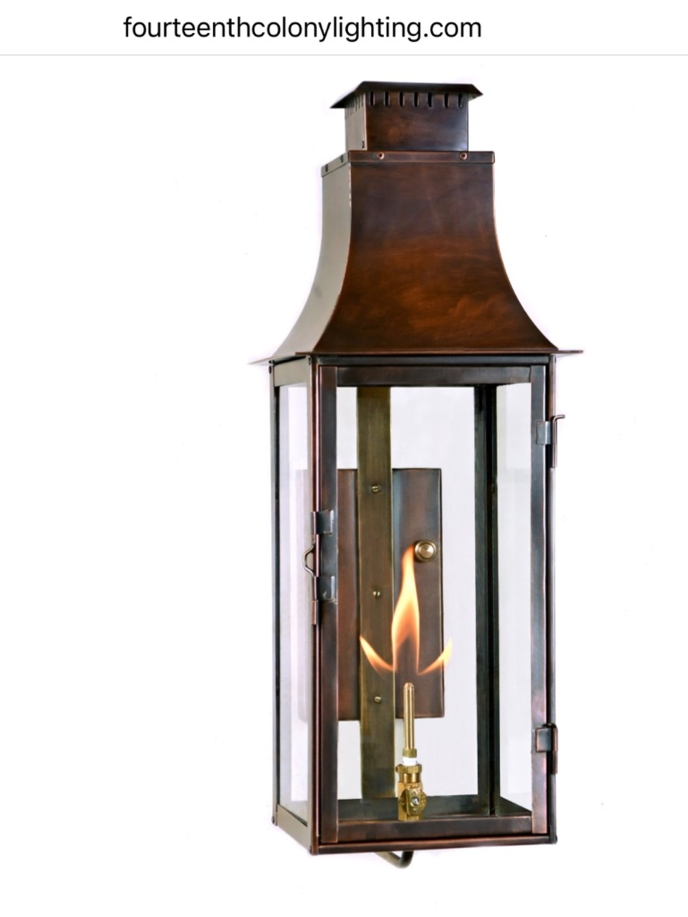 Fourteenth Colony Lighting Outdoor Gas Wall Lantern with Clear Glass